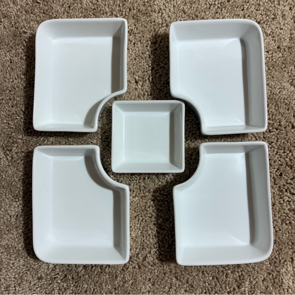 DIP BOWLS SET Of 5 Ceramic B. Smith Color White Dishwasher And Microwave Safe